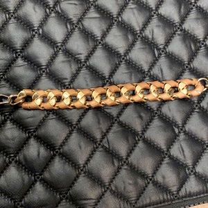 Leather and gold braided bracelet by Skinny